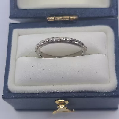 Antique 10K White Gold Baby Ring Nice High Relief Design Size 1 • $55