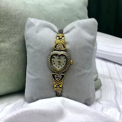 Vintage Vivani Watch Heart Shaped Gold Silver Tone 8  Bracelet Design • $24.99