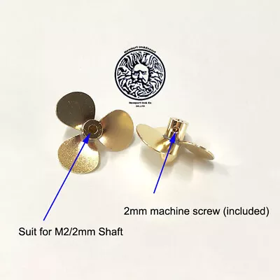 3 Blades RC Boat Metal Propeller M2 D14/16/22/23mm 3 Brass Props Model 2mm Shaft • $13