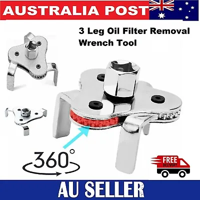 3 Leg Oil Filter Removal Wrench Tool 2-1/2 In To 4.5 Adjustable 3JAW Auto Engine • $19.99