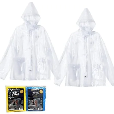 2PC Outdoor Rain Poncho Multifunctional Waterproof Raincoat Hooded Compact Adult • $12.42