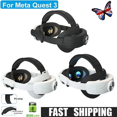 With 8000mah Battery For Meta Oculus Quest 3 Headset VR Elite Head Strap Band UK • £43.19