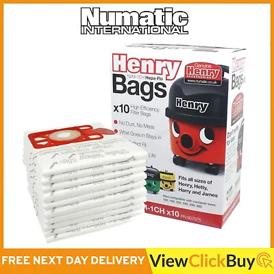 £15.99 • Buy 10 Henry HepaFlo Hoover Filter Vacuum Bags - Brand New From Numatic