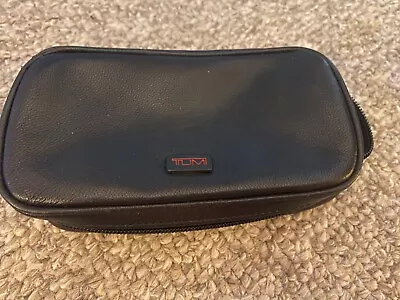 Tumi Smooth Black Leather Sunglass Accessories Zip Case EUC • $115