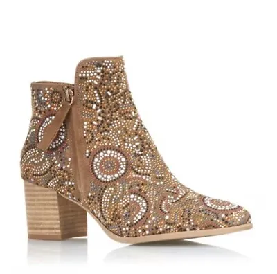 Django & Juliette Niny Dj Womens Shoes Dress Boots Ankle Sz 39 Lt Choc $299 • $75