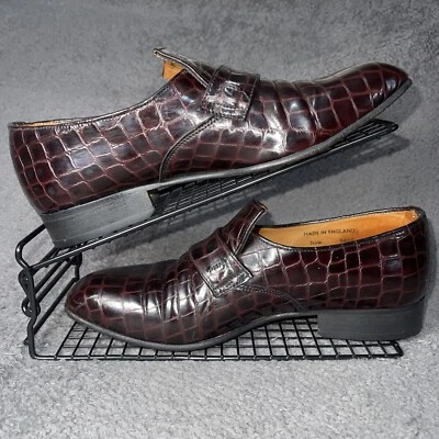 £28.99 • Buy Sanders Brett Mens Burgundy Snake Skin Pattern Slip On Dress Shoes Size UK 7.5