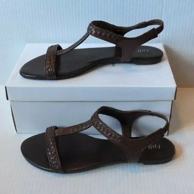 J Jill Brown Leather Braided Ankle Strap Sandals NIB Size 10 • $35.10