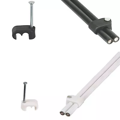 RG6 7mm / Twin 9.6mm Coax Cable Clips Shotgun White Black Sky HD Q Freesat 4k • £4.99