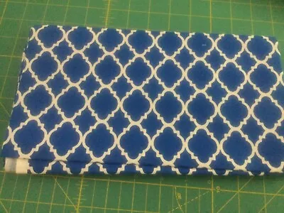 Quilt Fabric 1yd Cotton NEW Blue White Moroccan Design Sewing Crafts Modern Bold • $10