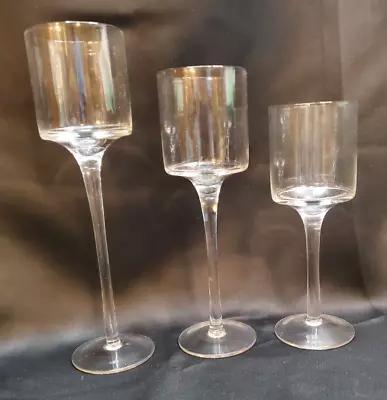 Set Of 3 Glass Candleholders Floating & Pillar Candle Centerpiece Display • $21.99