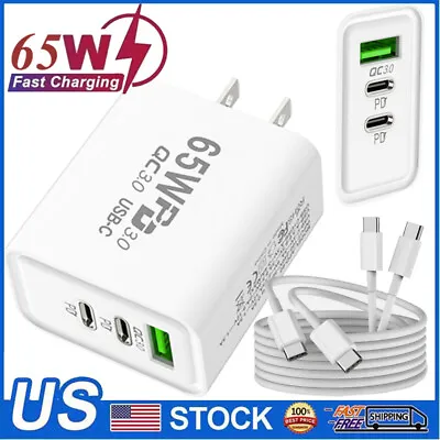 65W USB-C PD Fast Wall Charger Type C Cable For Samsung S24 Ultra S23 FE S22 S21 • $9.99