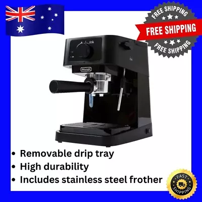 NEW Delonghi Espresso Machine Black Stainless Steel Milk Frother 4.3kg AUS STOCK • $179.99