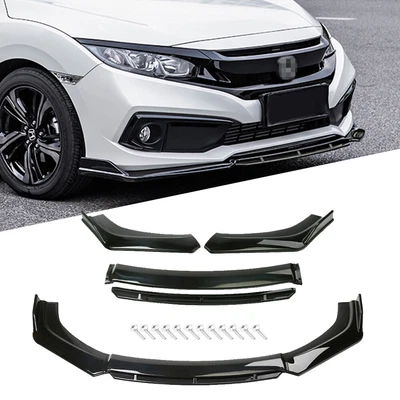 $50.59 • Buy For Universal Car Front Bumper Lip Spoiler Splitter Body Kit Glossy Black 4PCS