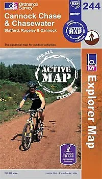 Cannock Chase & Chasewater OS Explorer - Active Map 244  Used; Good Book • £15.50