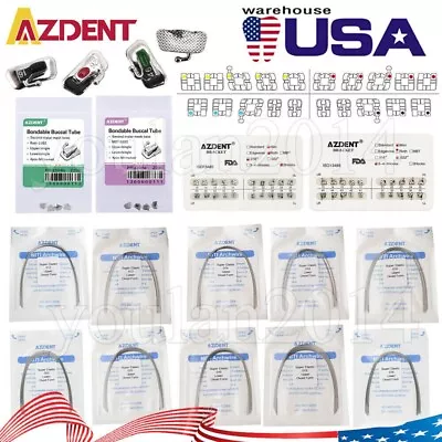 AZDENT Dental Orthodontic Metal Brackets Braces/Super Elastic Niti Arch Wires • $397.43