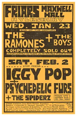 $16.94 • Buy The Ramones & Iggy Pop  *LARGE POSTER*  Live PUNK ROCK Concert Psychedelic Furs