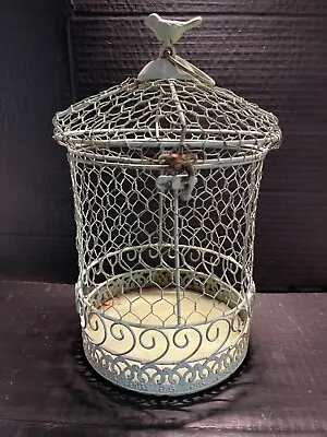 VINTAGE METAL ROUND BIRD CAGE SHABBY CHIC DECOR 12 1/2  Tall • $18