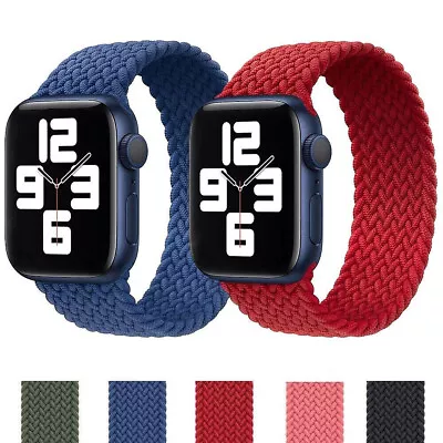 $10.99 • Buy Elastic Nylon Strap Braided Solo Loop Band For IWatch Apple Watch 7 6 SE 5 4 3 2