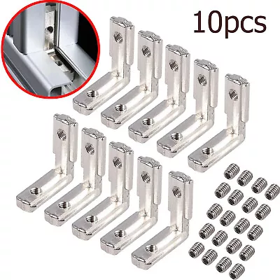 10 Pcs T Slot EU-2020 Aluminum Profile L Brackets 90° Interior Corner Connector • $9.39