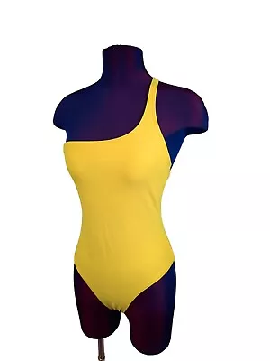 NWT Zaful Bright Yellow One Shoulder One Piece Swimsuit Size Small • $18.99