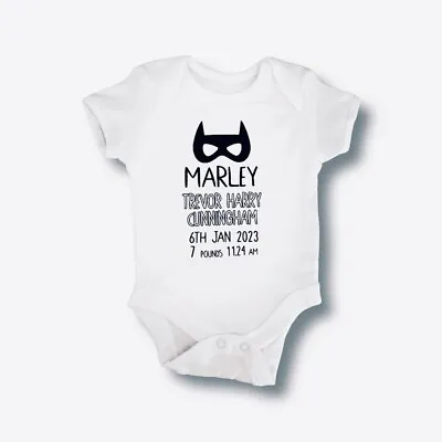 £7.50 • Buy PERSONALISED Boys Bat Keepsake Baby Clothing Vest Babygrow BABY GIFT Baby Shower