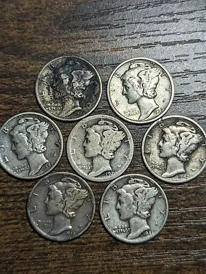 Lot Of 7 Silver Mercury Dimes 90% Silver  • $16.90