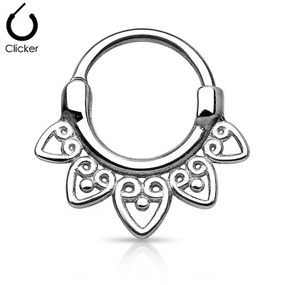 $10.50 • Buy 1pc 100% SURGICAL STEEL Tribal Fan Septum Clicker Nose Ring