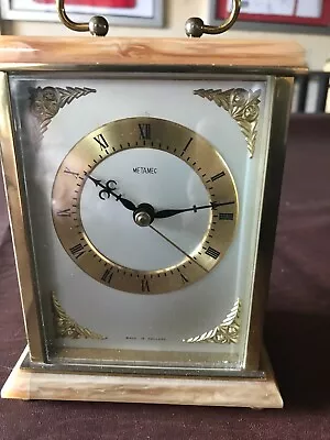 Vintage Metamec 1970'S Carriage Clock Brass And Faux Onyx FULL WORKING ORDER • £19