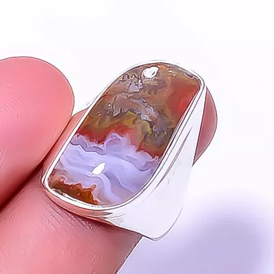 Teepee Canyon Agate 925 Sterling Silver Handmade Solitaire Ring S.9 R51 A329 • $12.87