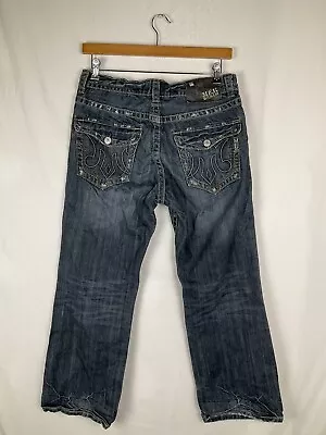 MEK USA Denim Handcrafted MERIDIAN Boot Cut Jeans Flap Pockets Mens 34x30 • $28