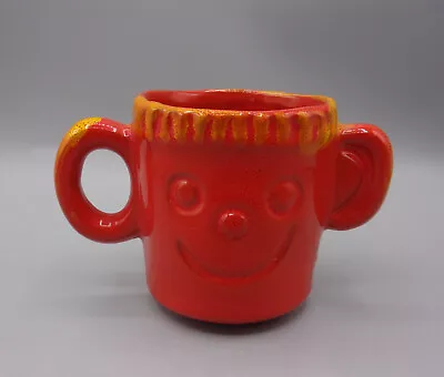 60s Vintage Pacific Stoneware People Lovers 3  Orange Face Mug -Jean Ellsworth • $22.95