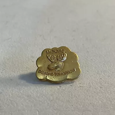 Vintage Enamel Lapel Pinback Pin -- Beyond Tomorrow Moose Lodge Gold Tone • $2.50