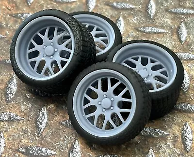 1/24 Scale:  21/20 Inch “Weld S77” Wheels With Wide Rear Street Tires; Resin • $16.99