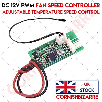 Dc 12v 3a 4pin Pwm Fan Speed Controller Temperature Programmable Thermostat - Uk • £5.99