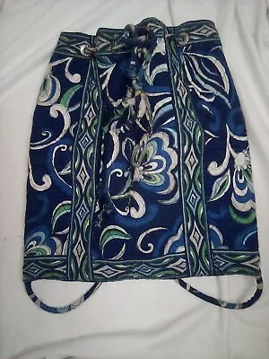 Vera Bradley Drawstring Backpack Purse Mediterranean Blue • $15.95