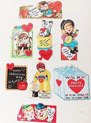 Vintage School Valentine Cards Diecut 1950's 60's Animals Hearts Unique Lot Of 8 • $11.95