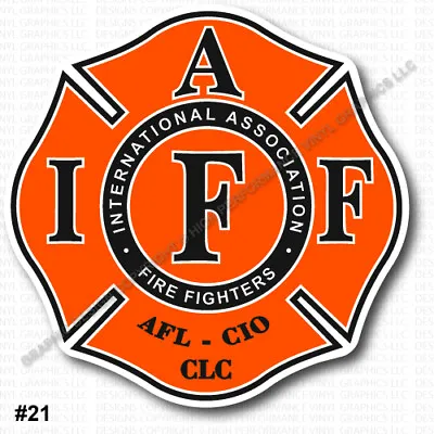 IAFF Firefighter HELMET Decal 2  Sticker Orange Black White Laminated 0408 • $3.49