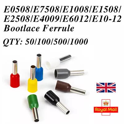 Insulated Pin Wire End Terminal Wire Ferrules 0.5mm² - 10mm² Bootlace Ferrule UK • £2.99