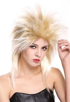 Wig Ladies Men's Carnival 80er Wave Punk Popstar Blond Mix Backcombs • $8.64