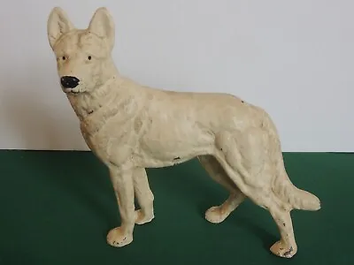 Vintage Spelter 9  German Shepherd Dog Statue Figure Cast Aluminum Pot Metal • $31