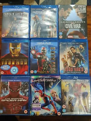 Marvel Blu Ray Collection Captain America Iron Man And Spiderman • £12.99