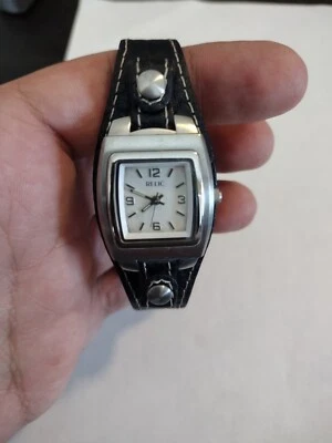 $13.99 • Buy Relic Watch Women Silver Tone Square Leather Cuff Band Needs Battery