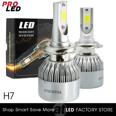 All-in-One H7 LED Headlight Bulbs COB High Low Beam Xenon White 80W 8000LM • $19.99