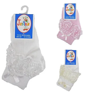 £3.32 • Buy Girls Ladies Baby Frilly Socks Pack 3 Pairs Ankle Party Fancy Wedding School