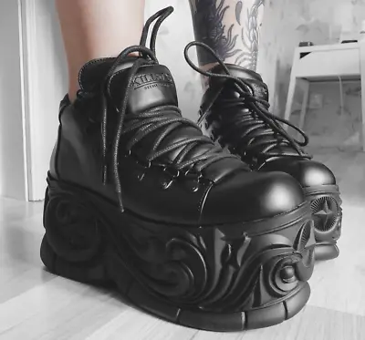 Killstar Occult Luxury Twilight Platform Boots Goth Gothic Boots Uk9 Us11 Eu42 • £349.95