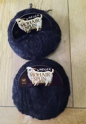 Jaeger Mohair Spun Vintage Yarn X2 25g Balls In Black- Shade 324 NEW • £4.49