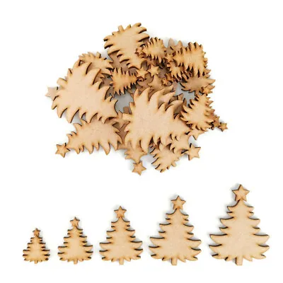 Classic Christmas Tree MDF Craft Shapes Wooden Gift Tags Decor Embellishment Art • £3.72