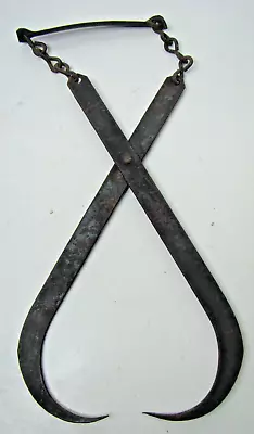 Vintage 13” Wrought Iron Ice Block  Carrier Tongs Farm. Rusty • $26.45