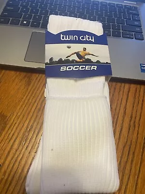 1 Pair Twin City Soccer Socks  White Large New  NWT • $2