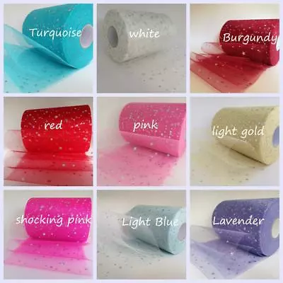 £3.20 • Buy Sparkly Hologram Star Sequins 6  Or 54  Inch  Wide  Shimmer Tulle Roll